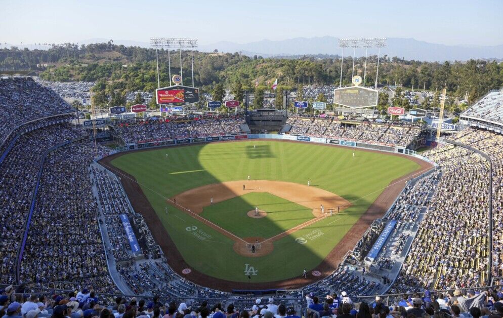 Dodger Stadium view, Panda Express ad