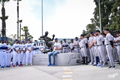 Andy Pages, Kareem Abdul-Jabbar, Rockies, Jackie Robinson statue, Jackie Robinson Day