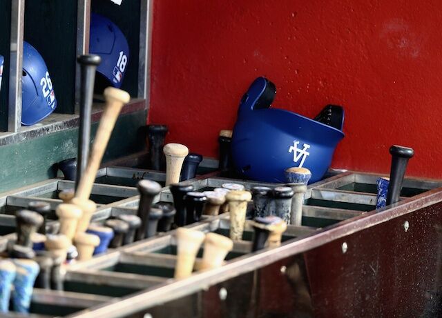 Dodgers helmet, bats, Chase Field