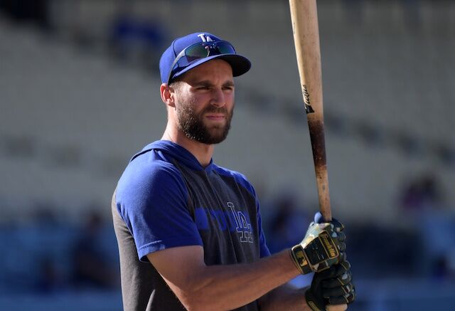 Los Angeles Dodgers outfielder Chris Taylor during batting practice at Dodger Stadium