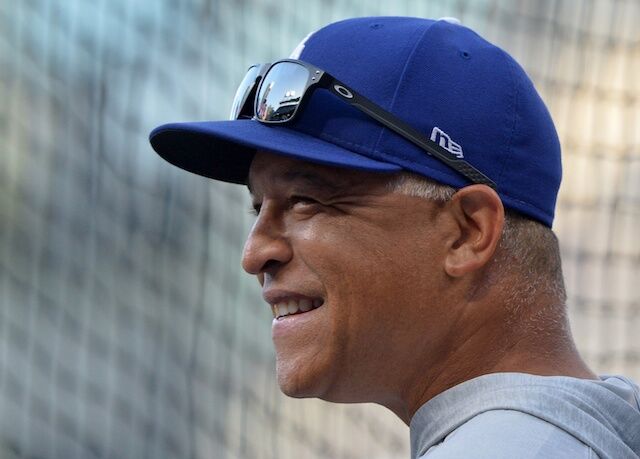 Los Angeles Dodgers manager Dave Roberts during batting practice at Petco Park