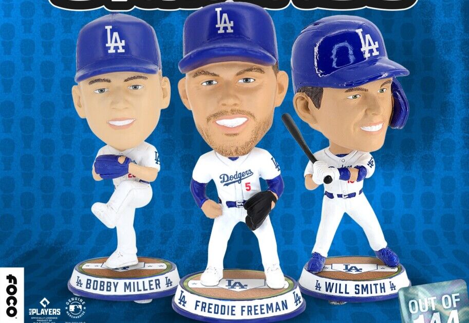 Bobby Miller, Freddie Freeman, Will Smith, Dodgers bobbleheads, FOCO